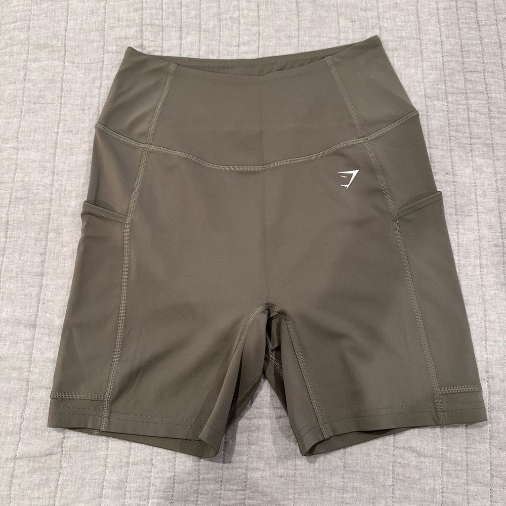 Gymshark Women's Dark Olive Athletic Shorts